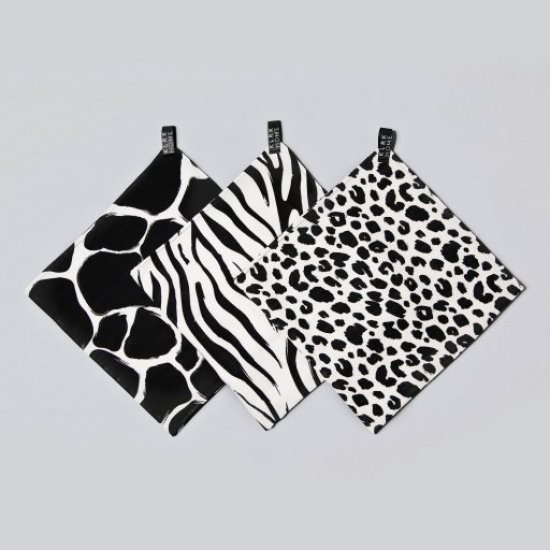TEXTIL - Mušelínové plenky WILD B&W, 3 ks - KLRK-MD-BW-W